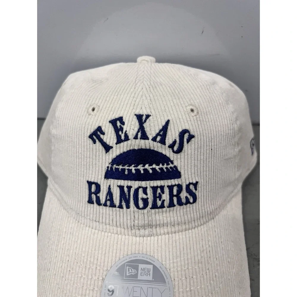 New Era Texas Rangers Womens 9TWENTY Adjustable Corduroy Hat Cream MLB Cap‎